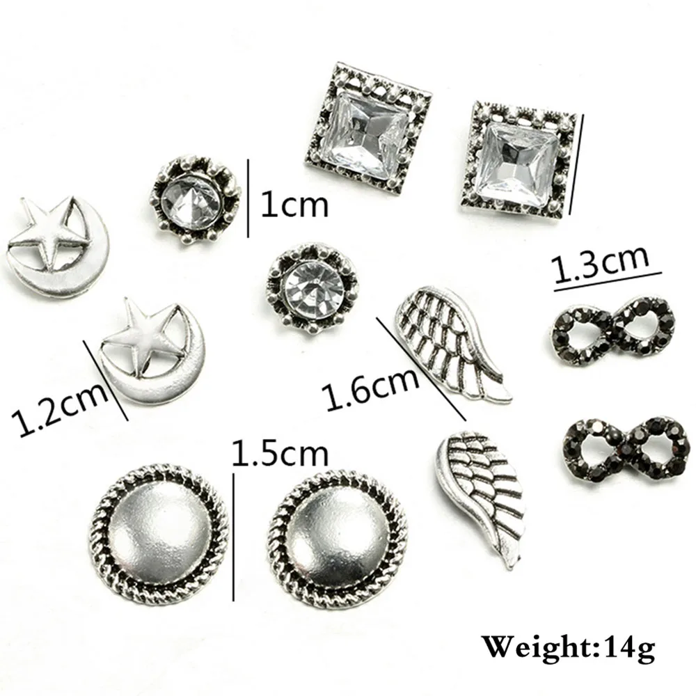 Liuyuwei Punk 6 Pairs Pack Set Brincos Mixed Stud Earrings For Women Angel Wings Ear Studs Fashion Jewelry Wholesale YW4844 | Украшения и