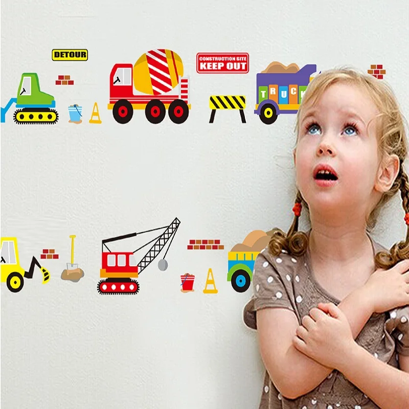 50x70cm DIGGER Wall Decals Construction Trucks Tractor Room Decor Art stickers Colorful For Kids Rooms Brand New | Дом и сад