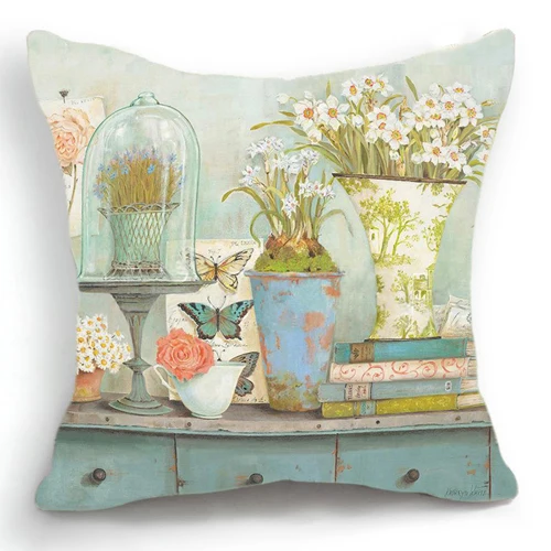 Цветок живописи белье изготовлены Чехлы contrysider Стиль Наволочка Бросок coshion чехол