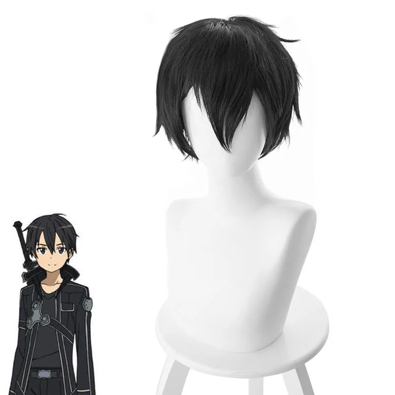 Only wig Аниме Sword Art Online Косплей SAO Sword Art Online), Арка «призрачная пуля» костюм киригая Хэллоуин полные комплекты; комплект одежды с парик для Для мужчин костюмы S-XL - Color: Only wig