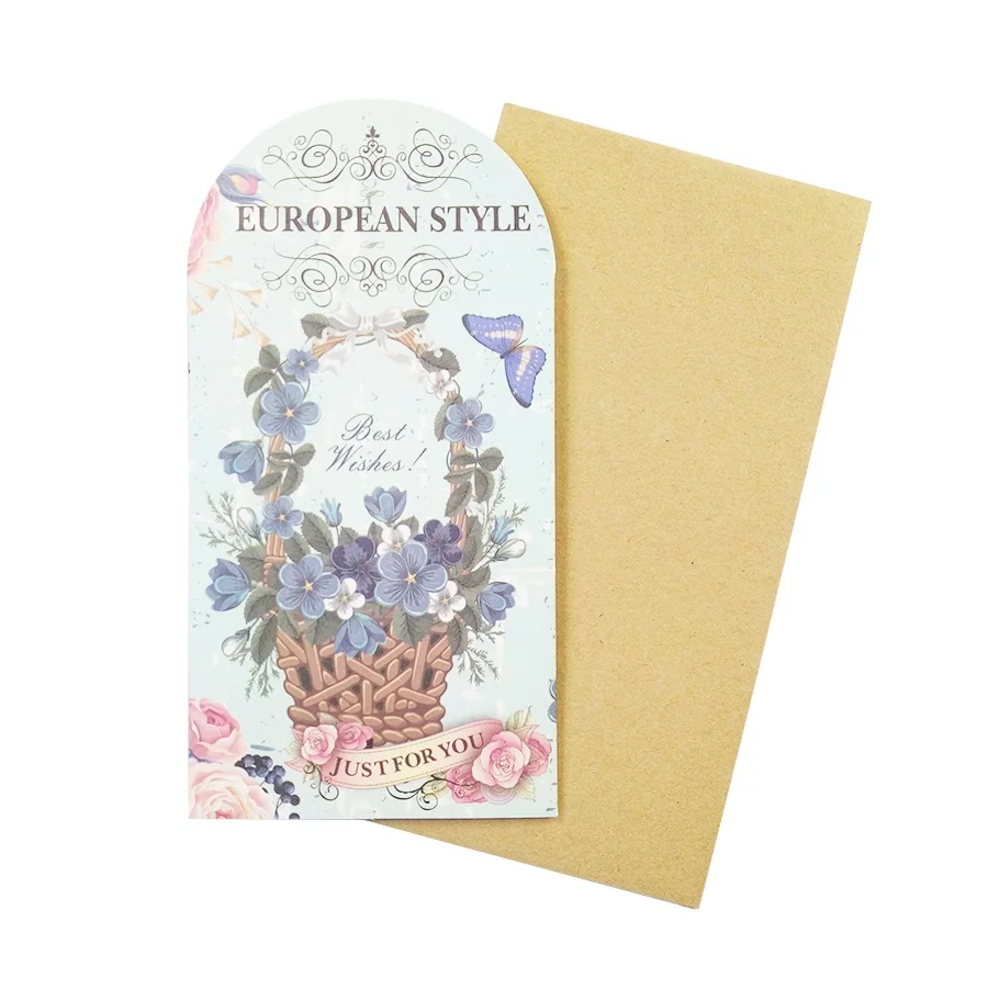 

1Pcs/lot Envelopes With European Love Letter Romantic Flower Greeting Card Four Random