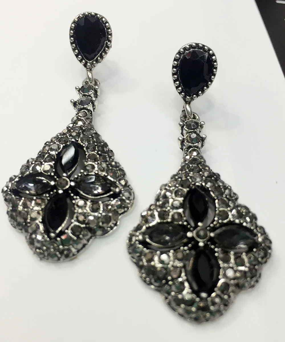 YaYi Jewelry New White Gray Rhinestone Dangle Crystal Earring Women's Fashion Ancient Silver Color Gem Earrings Gift 1208 | Украшения и