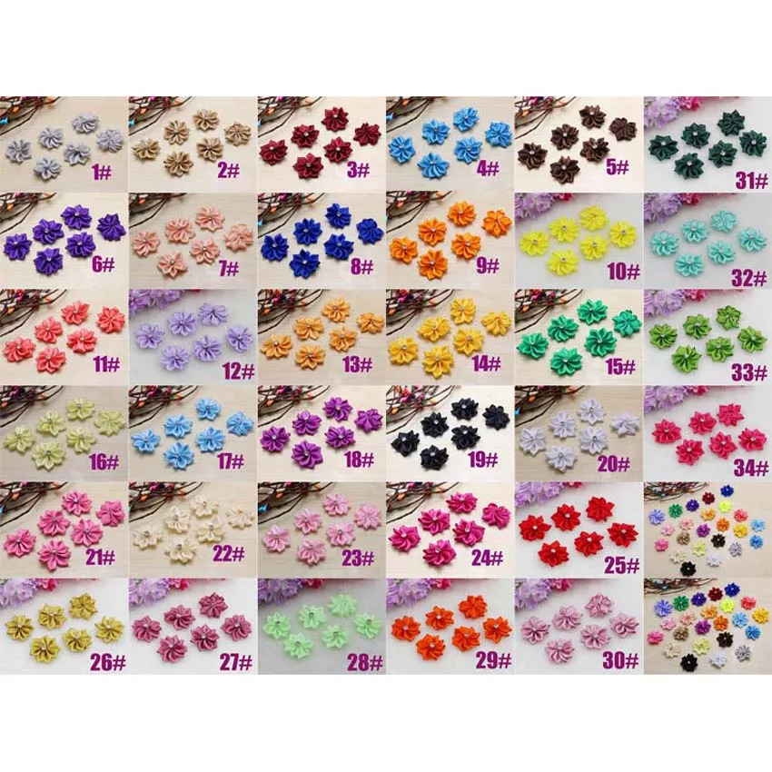 (100 шт./лот) 34 Цвета тканевый Шелковый цветок для аксессуаров Многослойные