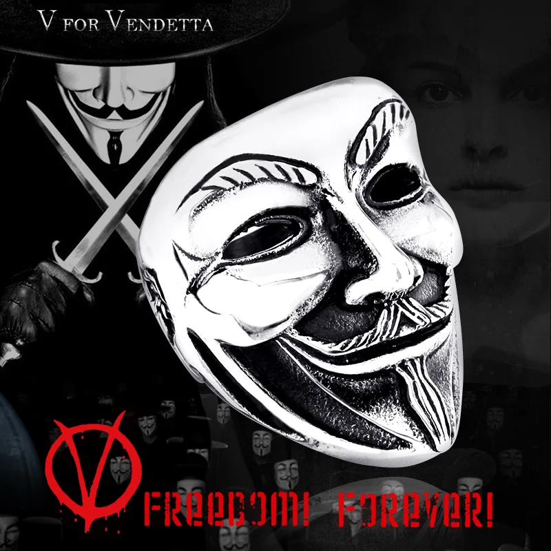 Байер новый магазин кольцо из нержавеющей стали 316L V for vendetta человек в виде черепа