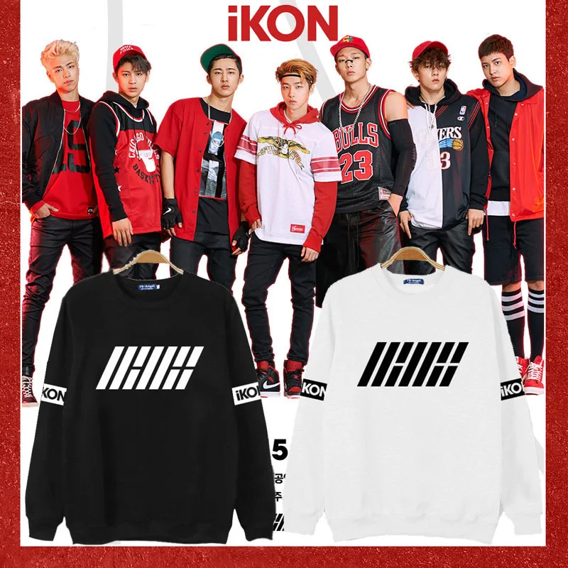 K POP ikon выпустил тот же альбом B.I Kim Hanbin BOBBY Jin Zhiyuan с той стильной толстовкой