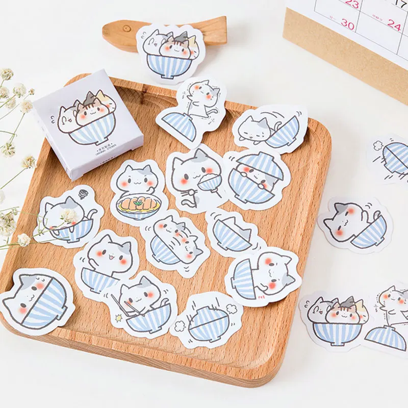 45 шт./кор. миска для кошек животных милые бумажные наклейки домашних украшение