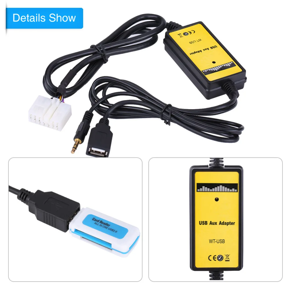 

Car USB Aux-In Adapter MP3 Player Cable Radio Audio Interface for Toyota Camry Corolla RAV4 For Toyota (5+7)Pin Connector