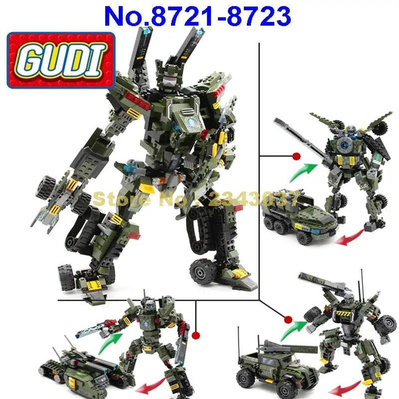 Gudi 8721 8723 311 ~ 366 шт. робот трансформер 3in1 автомобиль войны установка Chariot