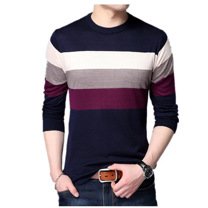 Fgkks модные брендовые мужские свитера Топ осень зима мужские свитера приталенный пуловер мужской классический вязаный свитер - Цвет: Navy