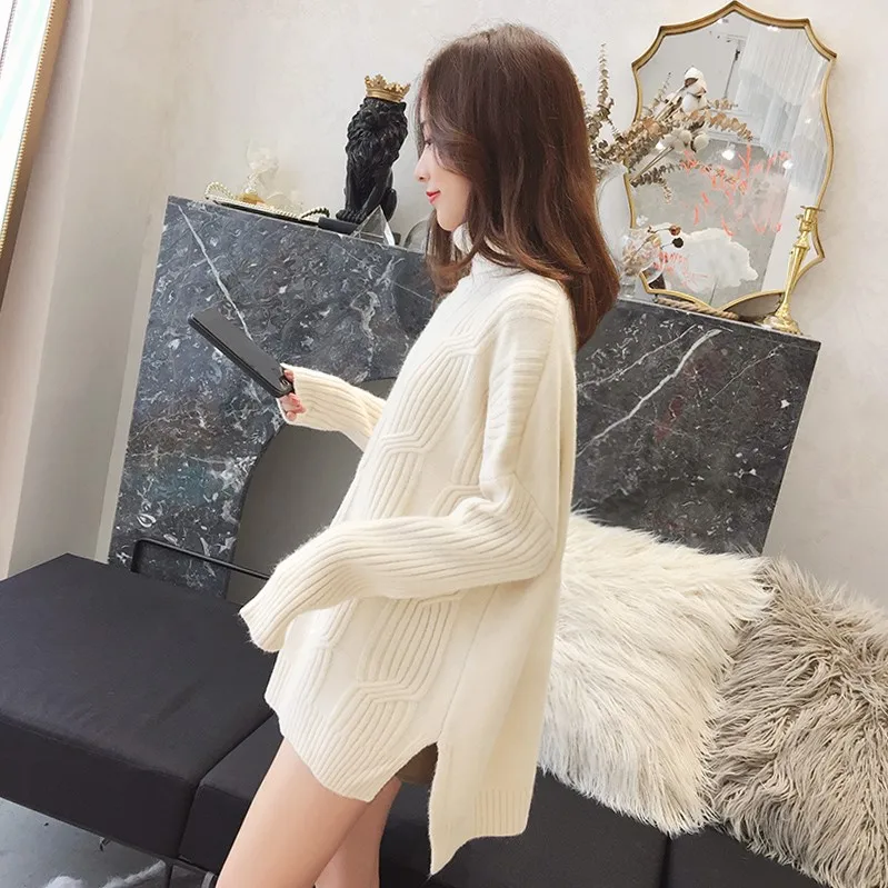 

H.SA 2018 Winter Women Sweater Jumpers Turtleneck Pullovers Oversized Knit Sweater Twisted Warm Thick Korean christmas sweater