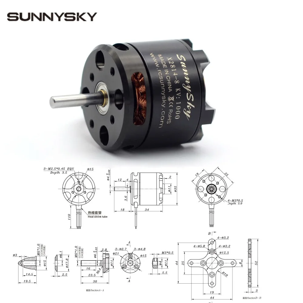 Бесщеточный двигатель Sunnysky X2814 900KV 1000KV 1100KV 1250KV для RC аэробного 3D самолета FPV Quadcopter |