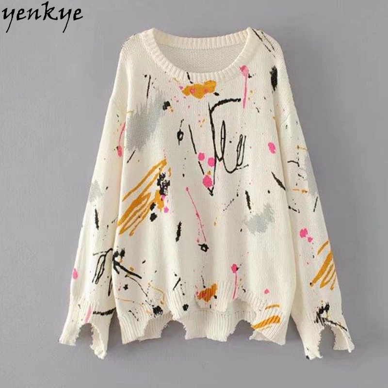 Для женщин роспись Кисточки ход печатных свитер o Средства ухода за кожей Шеи