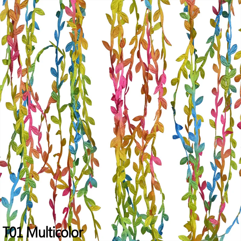 T01 Multicolor 10/20 метров зеленые листья из ротанга шелковые листья искусственные DIY ВЕНОК Гирлянда Свадебные украшения подарок Скрапбукинг Ремесло поддельные цветы - Цвет: T01 Multicolor
