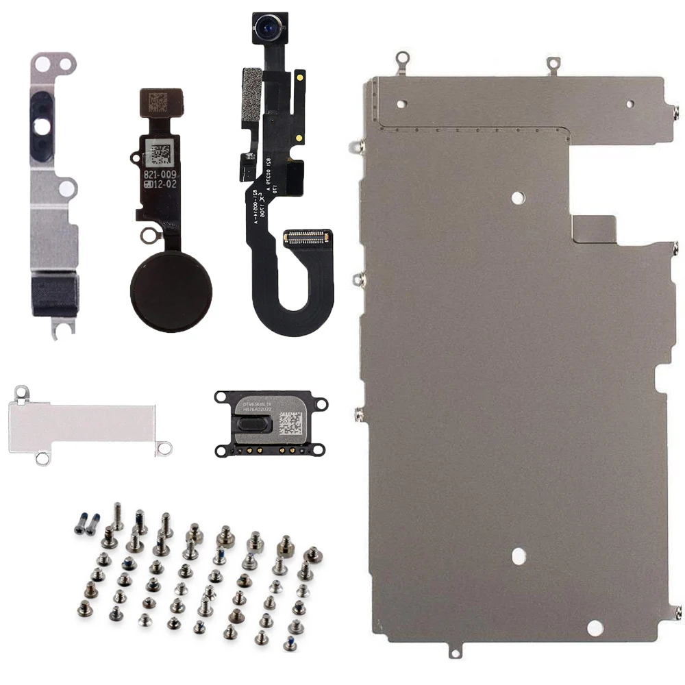 

7pcs/set Full Set lcd Parts For iPhone 7 7 Plus LCD Display metal Plate Front Camera Ear Speaker home button Flex cable