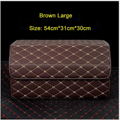 Brown54cm Складная сумка для хранения в багажник автомобиля Органайзер с крышкой портативный автомобильный органайзер для хранения из искусственной кожи авто багажник Коробка органайзер - Цвет: Brown54cm