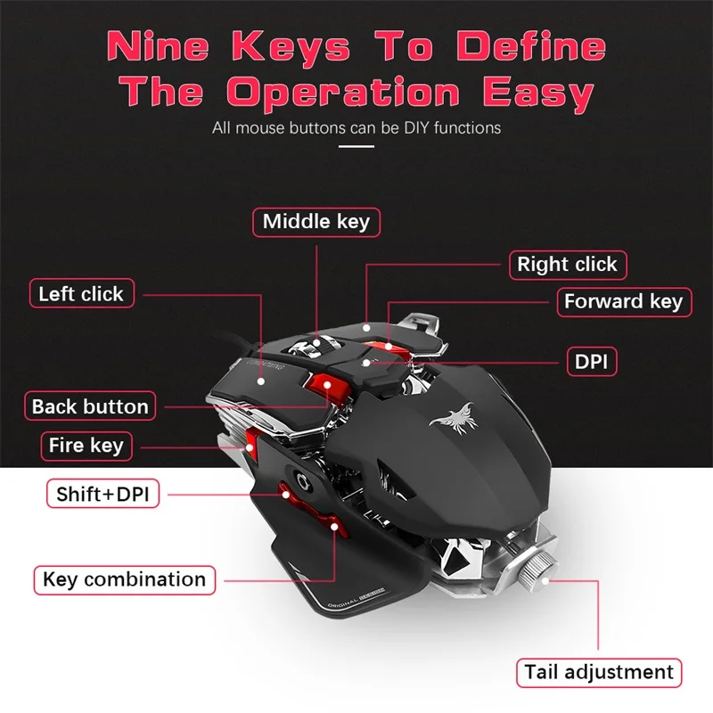 FELYBY 10-key mouse cool appearance built-in with smart chip computer gaming Mouse + camera | Компьютеры и офис