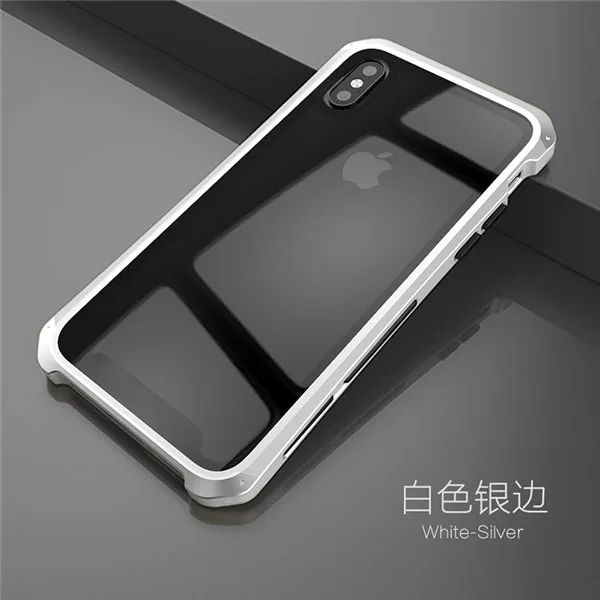 White Silver Soinmy противоударный металлический чехол для iPhone XR, чехол-броня, закаленное стекло, задняя крышка для iPhone 6, 7, 8 Plus, X, XS, XR, XS Max, роскошный чехол - Цвет: White Silver
