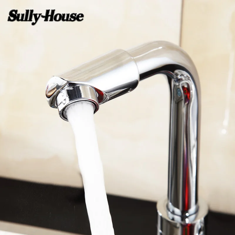 Sully House High-quality Brass Kitchen Sink Faucet Faucets Triangle valve Hoses Hot and Cold Water Single hole handle | Обустройство