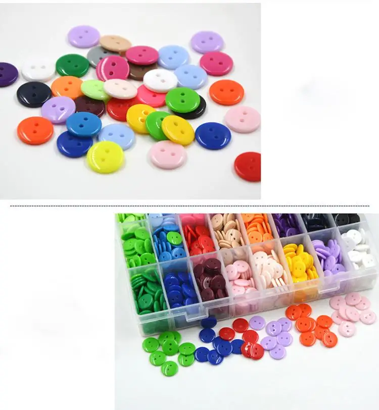 100 шт. 9 мм красочные круглые декоративные пуговицы из смолы с 2 отверстиями