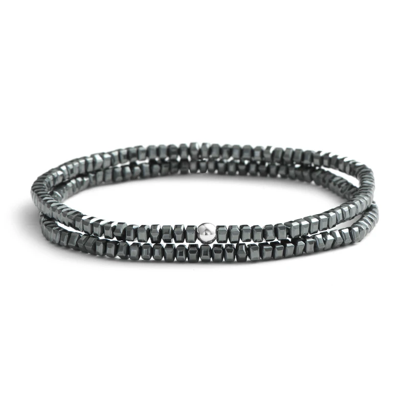 Новый черный Натуральный камень Бусины Браслеты Для женщин мужчин пара браслет