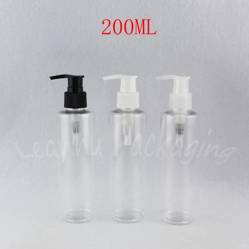 200ML Transparent Flat Shoulder Plastic Bottle , 200CC Shampoo / Lotion Packaging Bottle , Empty Cosmetic Container