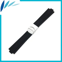 silicone rubber watch band 10mm x 24mm 12mm x 22mm convex mouth watchband safety clasp strap wrist loop belt bracelet black