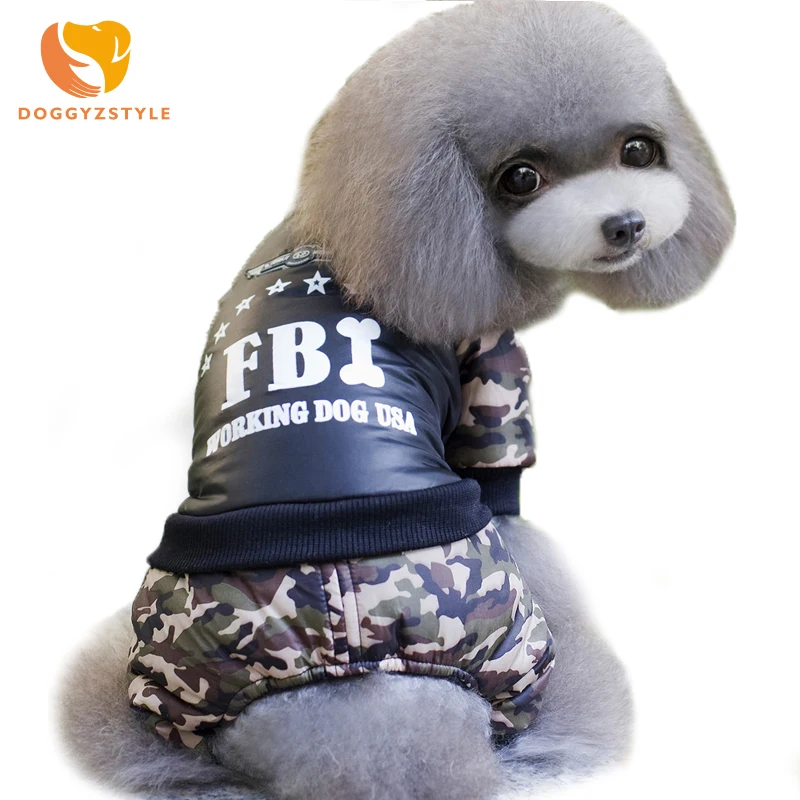 Зимняя утепленная одежда с принтом ФБР камуфляжный комбинезон для собак костюм