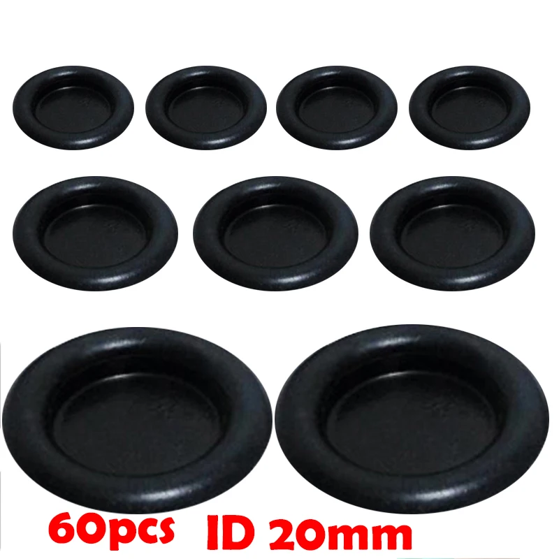 60pcs ID 20mm 16 мм 18 мм 20 мм внутренний диаметр черный бурение Открытый протектор с отверстиями арматура односторонний Электрический кабель резиновое кольцо уплотнительное кольцо втулка - Цвет: 60pcs ID 20mm