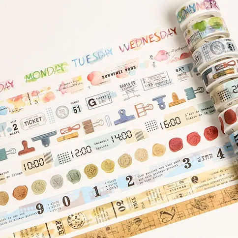 Полоска времени декоративная Маскировочная лента Washi DIY для скрапбукинга Офисная