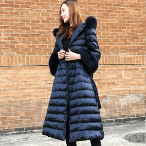Navy Blue XS-XXL, Европейское женское зимнее пальто, длинный пуховик, модные женские теплые парки, верхняя одежда, тонкая одежда, куртка с капюшоном, толстая, E07 - Цвет: Navy Blue