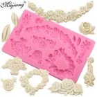 Силиконовая форма для торта Mujiang сделай сам с изображением розы, рельефный Свадебный кекс, инструменты для украшения тортов из мастики, конфет, шоколада