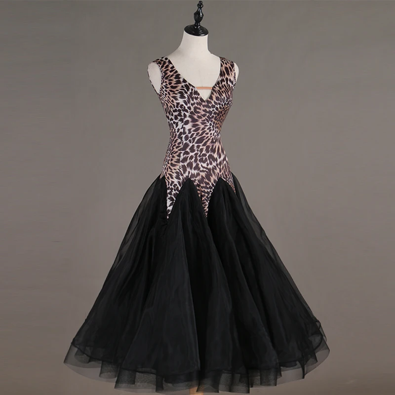 Леопардовый бальных танцев конкуренции платья женщина Дети стандартные бальные