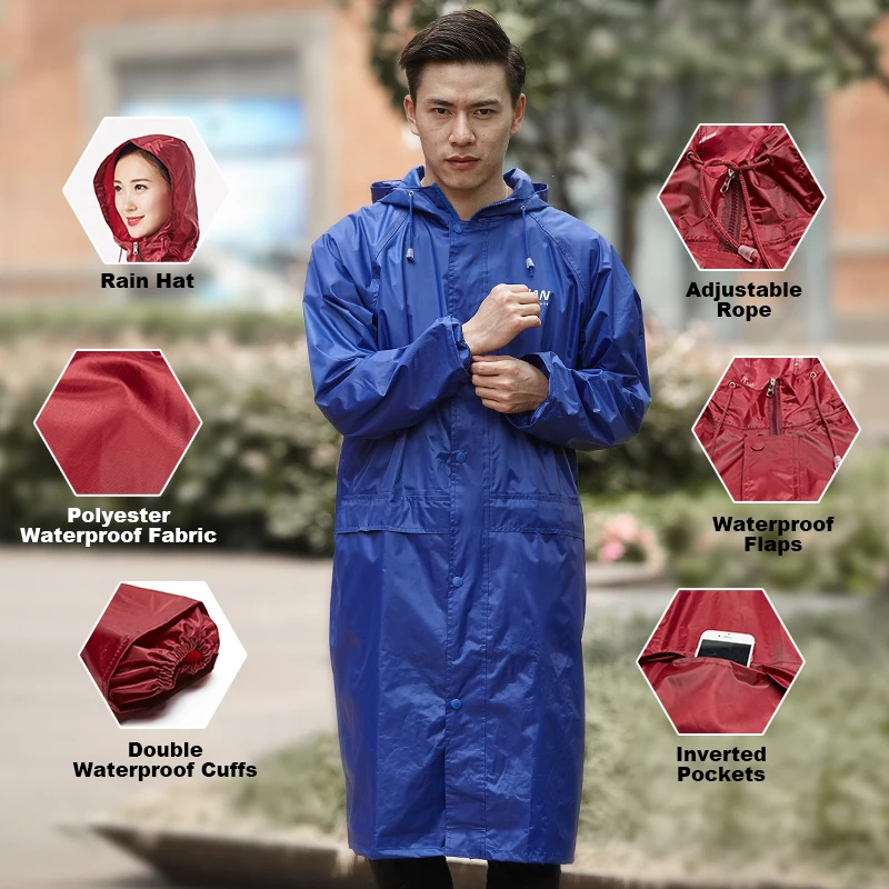 

QIAN Impermeable Raincoat Women/Men Waterproof Trench Coat Poncho Double-layer Rain Coat Women Rainwear Rain Gear Poncho