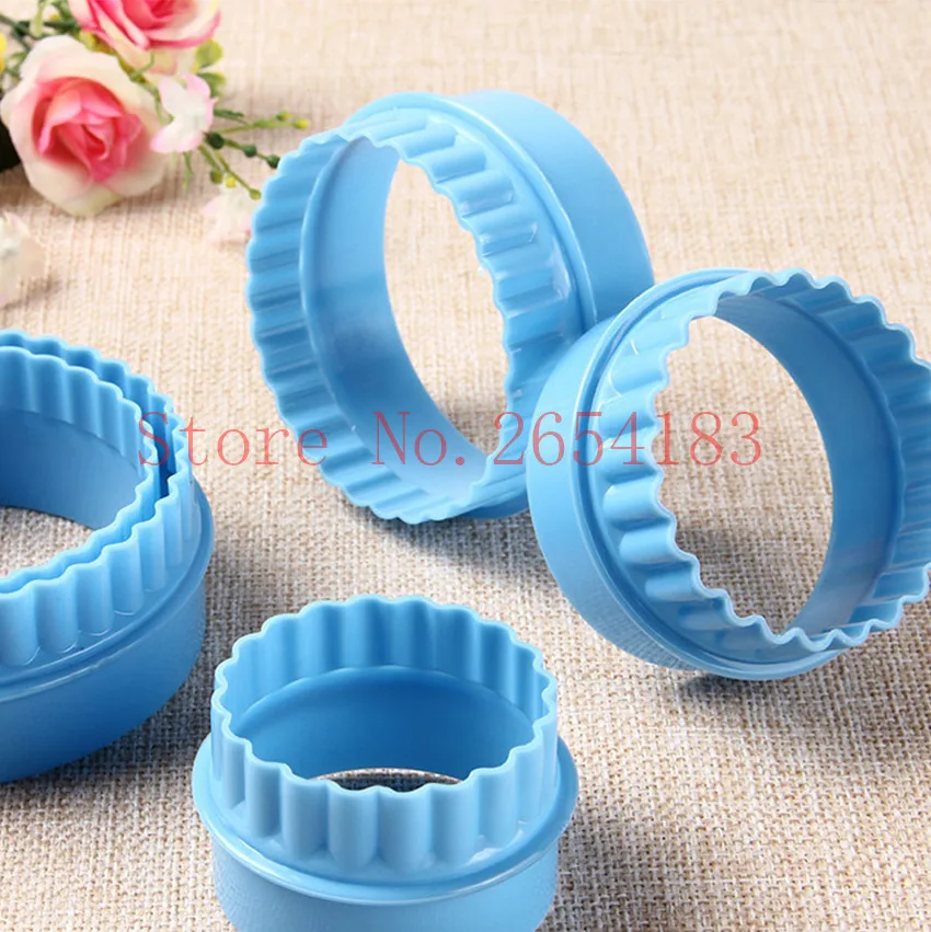 6 шт. круглые Волнистые Пластиковые резаки для помадки|baking tools|plunger cuttercutter fondant |