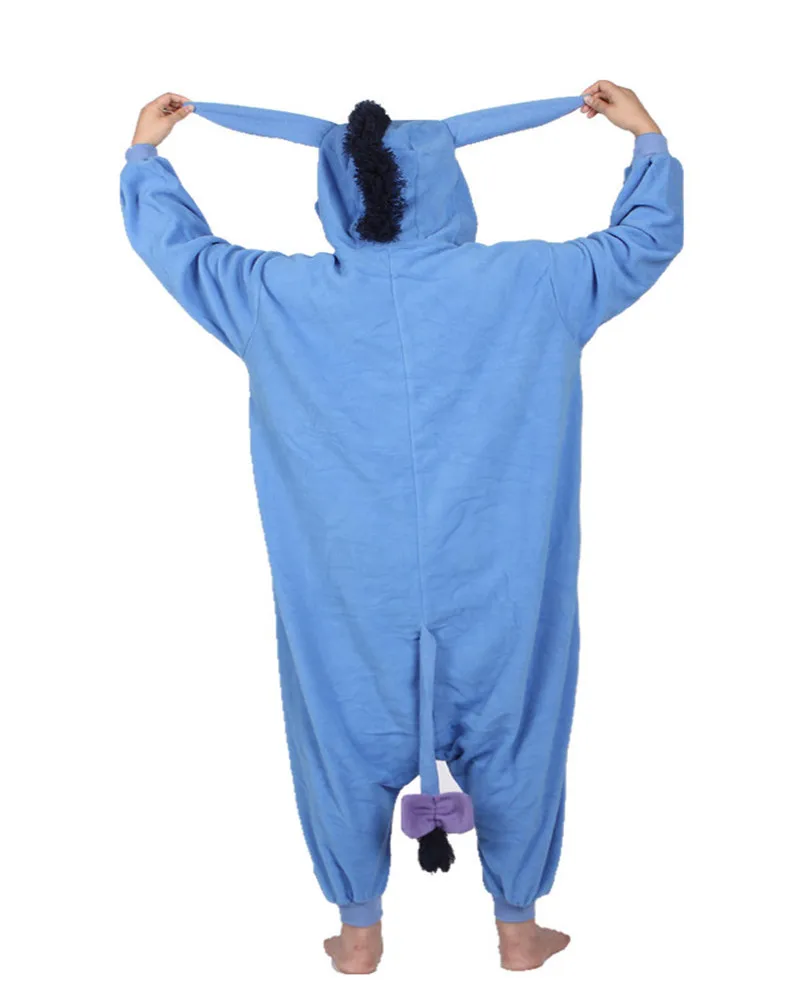 Голубой Ослик Onesie косплей костюм новая обувь в виде лап девушки комбинезон