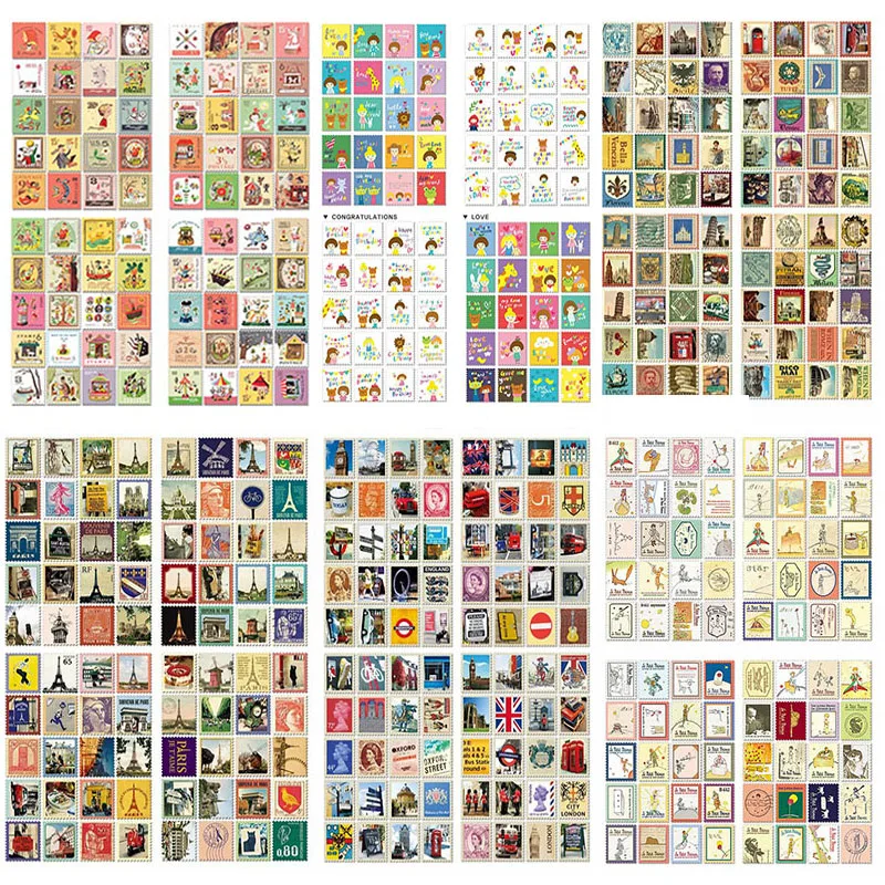 80 шт./4 листа DIY ретро штамп Лондон Париж принц Италия наклейка на клейкой бумаге
