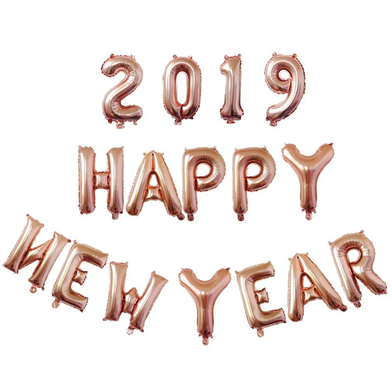 16 дюймов с надписью HAPPY Новый год Фольга воздушные шары днем День рождения