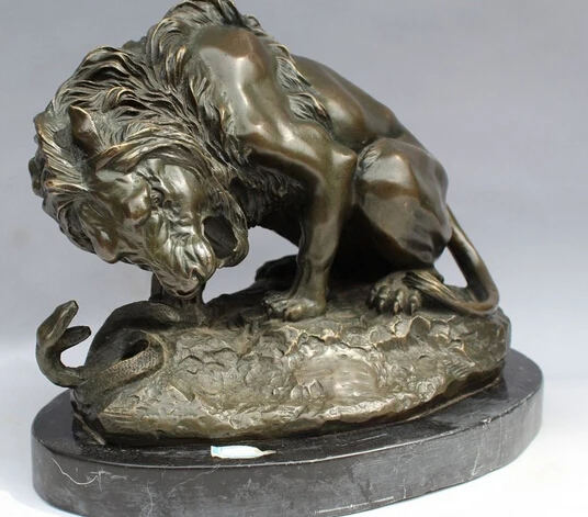 Оптовая продажа фабрики 10 &quotWestern Art Бронзовая Статуэтка Foo Собака Лев Змея базы