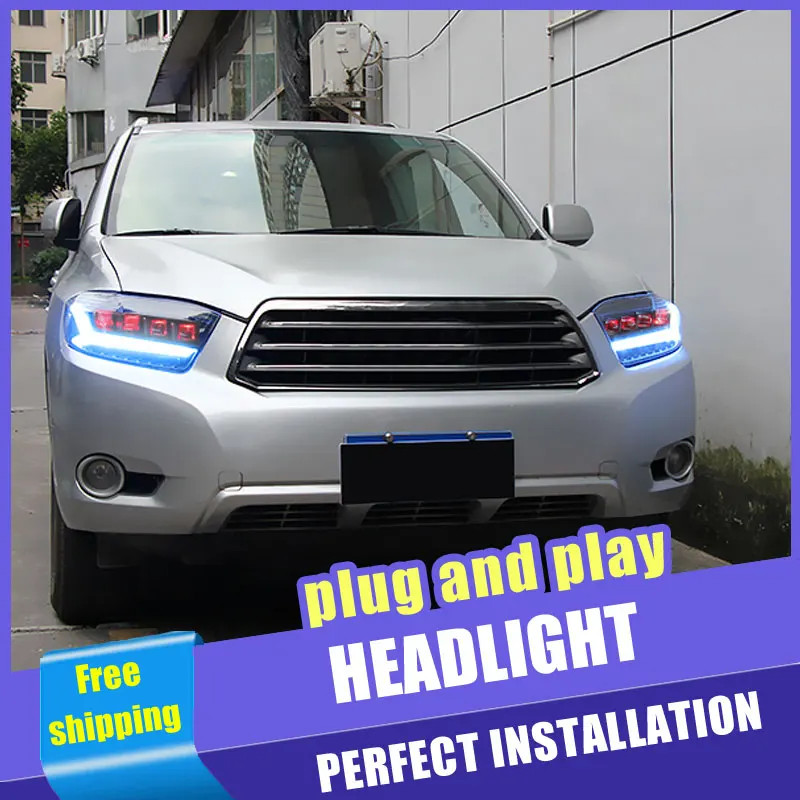 Фары светодиодсветодиодный 2 шт. для Toyota Highlander 2009-2011 | Автомобили и мотоциклы