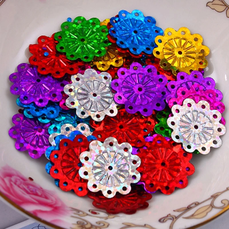 

New Arrival 500pcs 18mm Wheel Flower Flat Loose Sequin Paillettes Sewing,Wedding Craft,Women Kids DIY Garment Accessory SFLYX