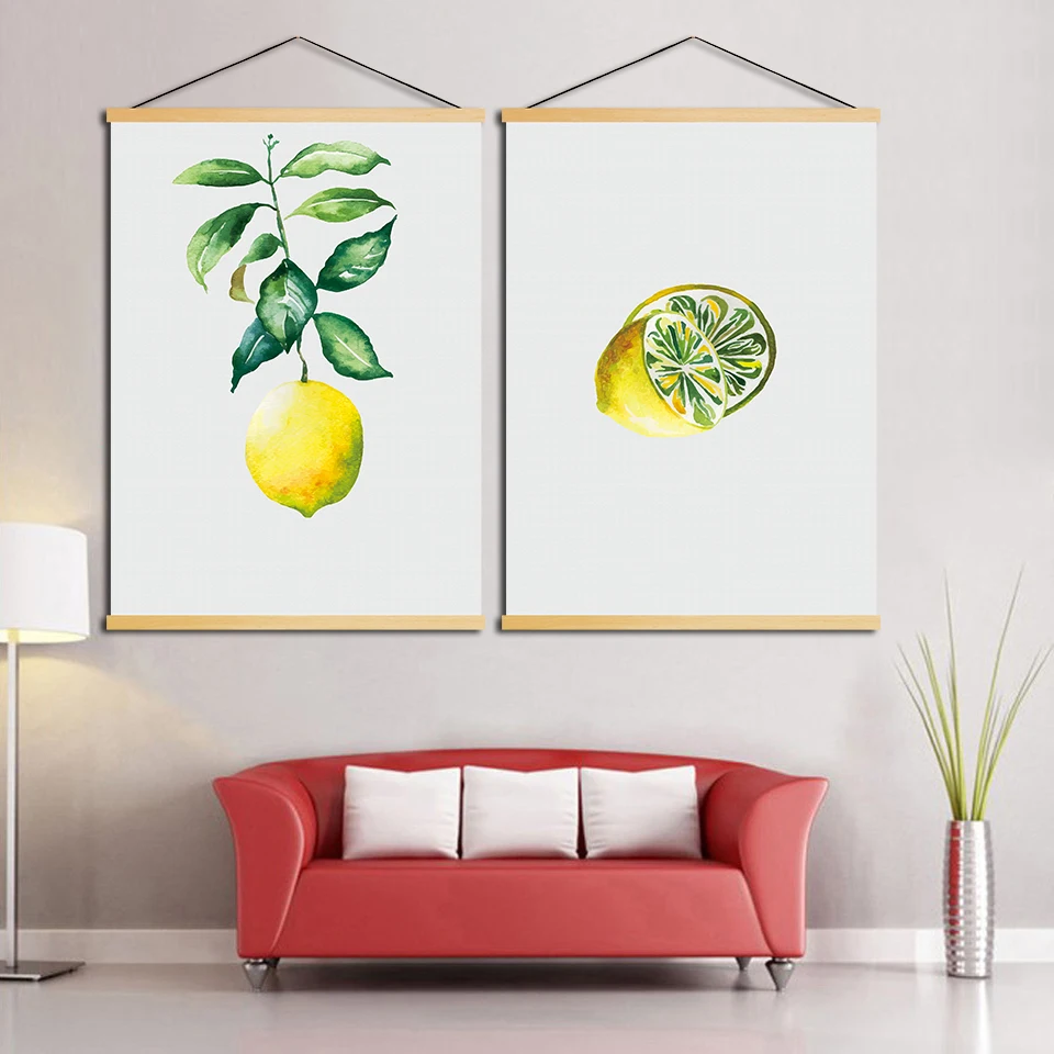 Домашний декор Современная Настенная картина изображение фруктов лимона листья