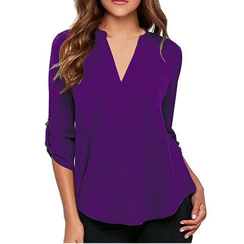 Женская блузка шифоновая с длинным рукавом женская одежда 2019| |