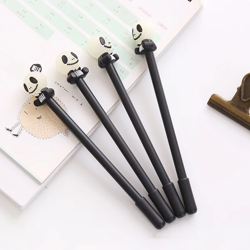 

4pcs Naughty demon Glitter gel pen 0.5mm Black color pens Luminous funny gift School supplies Canetas escolar EB862