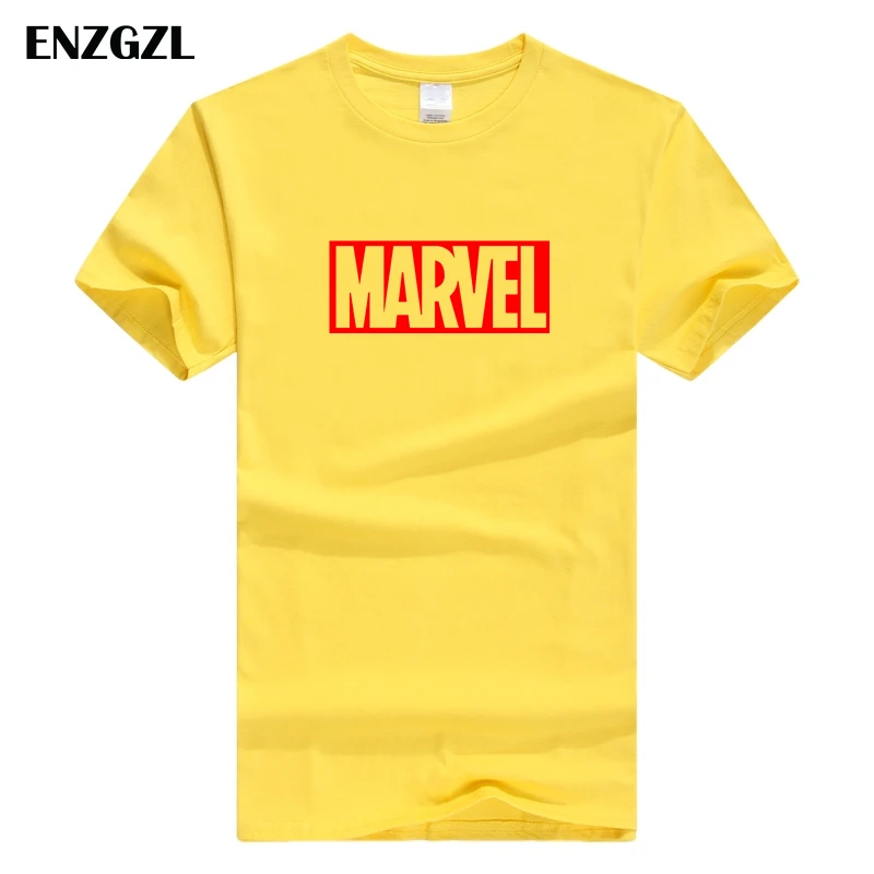ENZGZL одежда летние футболки мужские MARVEL хлопок короткий рукав Футболка облегающая Мужская футболка с круглым вырезом XS S M L XL уличная одежда - Цвет: D-R-YELLOW