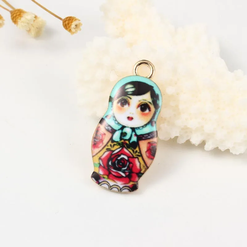 5 шт. смешанные эмалированные милые русские Матрешки Подвески Diy Ожерелье Серьги