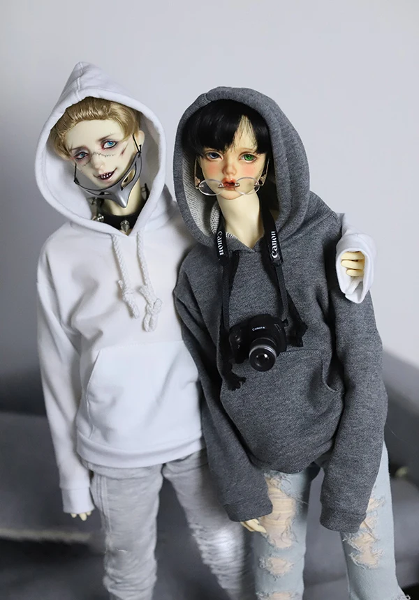 

BJD doll clothes gray white black casual hooded coat for 1/3 1/4 BJD DD SD MSD SD17 Uncle doll clothes accessories top