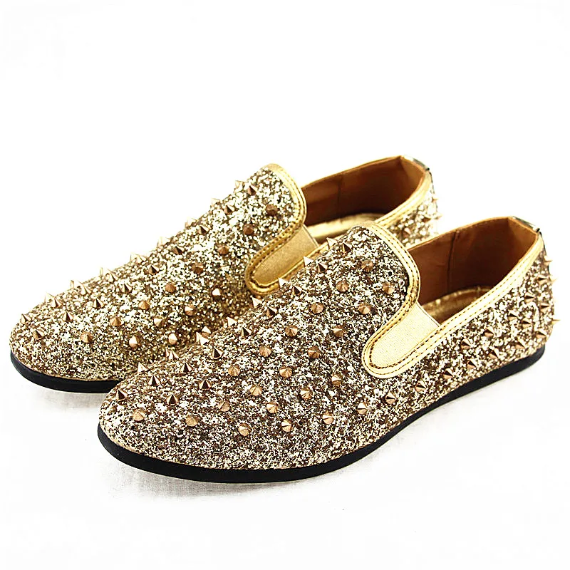 Мокасины Movechain мужские с шипами блестящие повседневные туфли для