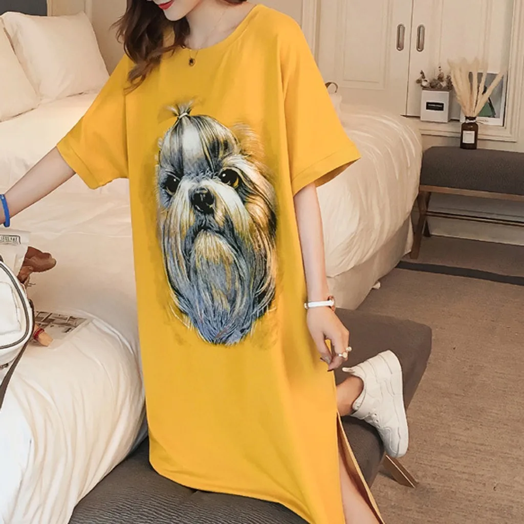 Летнее женское Свободное длинное платье Повседневное большого размера с принтом