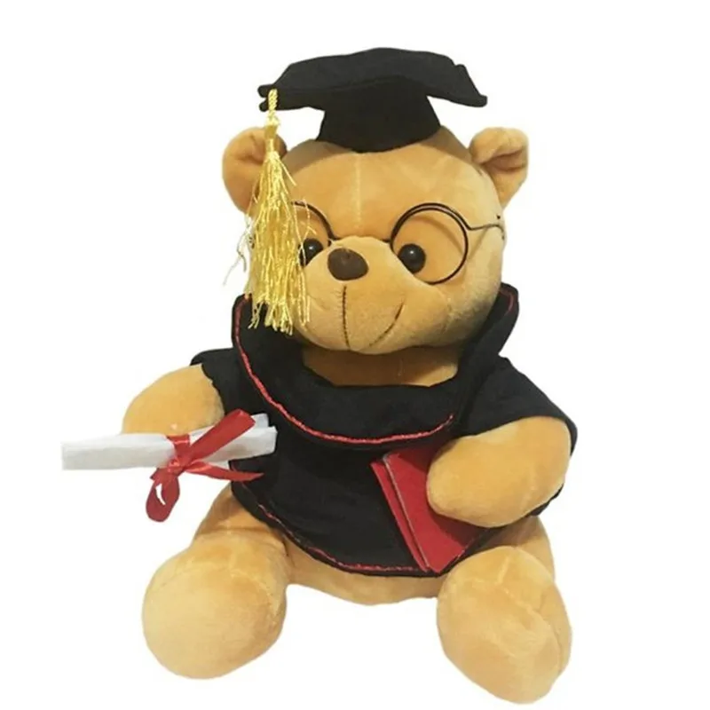 

28-35cm Super Lovely Graduation Dr. Bear plush& stuffed Teddy Bear Animal Baby Dolls Birthday Gift For Kids Baby Children