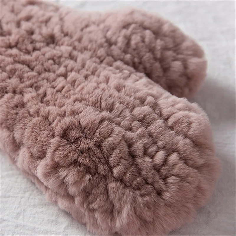 Новинка 2019 модные зимние детские перчатки натуральный мех кролика вязаные